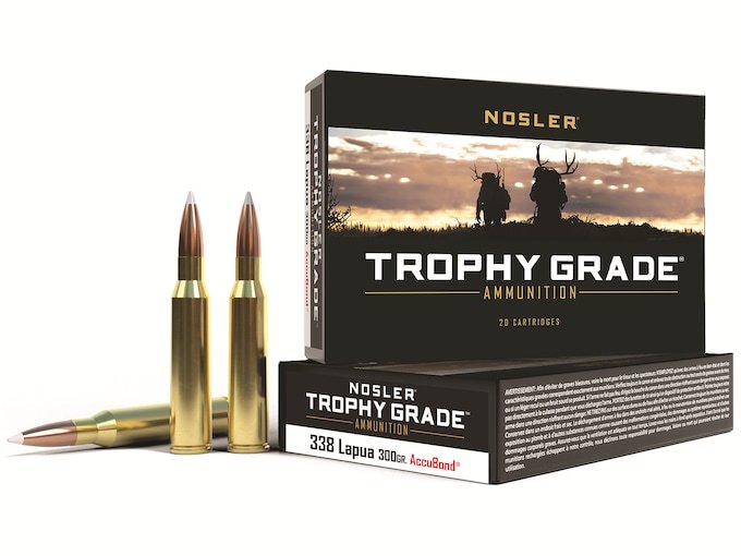 Nosler Trophy Grade 338 Lapua Magnum Ammo 300 Grain Nosler AccuBond Bonded Polymer Tip