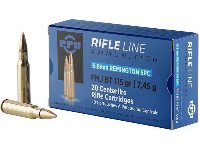 PPU 6.8mm Remington SPC Ammo 115 Grain Full Metal Jacket