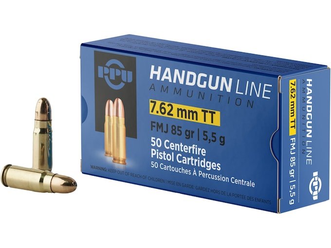 PPU 7.62x25mm Tokarev Ammo 85 Grain Full Metal Jacket