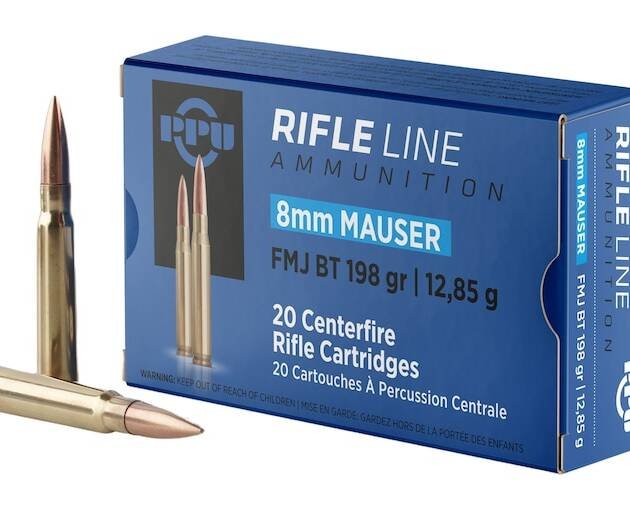 PPU 8x57mm JS Mauser (8mm Mauser) (323 Diameter) Ammo 198 Grain Full Metal Jacket
