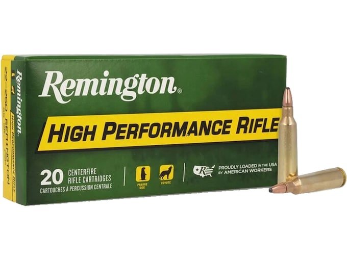 Remington High Performance Rifle 22-250 Remington Ammo 55 Grain Jacketed Soft Point