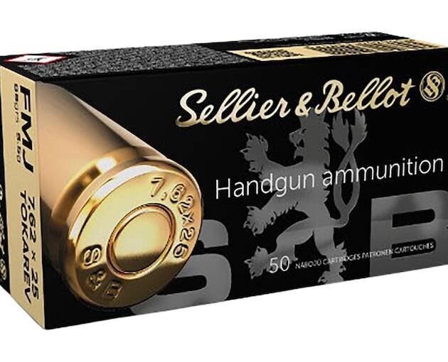 Sellier & Bellot 7.62x25mm Tokarev Ammo 85 Grain Full Metal Jacket