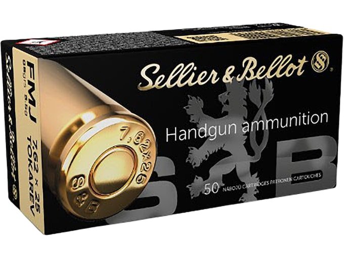 Sellier & Bellot 7.62x25mm Tokarev Ammo 85 Grain Full Metal Jacket