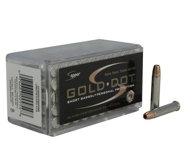 Speer Gold Dot Short Barrel 22 Winchester Magnum Rimfire (WMR) Ammo 40 Grain Jacketed Hollow Point