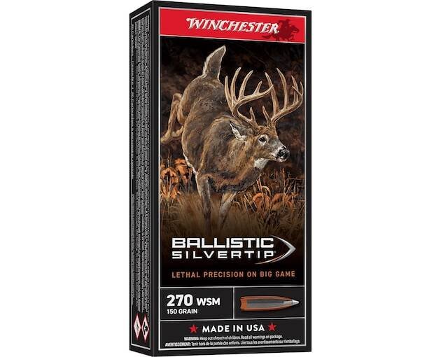 Winchester Ballistic Silvertip 270 Winchester Short Magnum (WSM) Ammo 150 Grain Polymer Tip