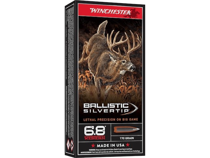 Winchester Ballistic Silvertip 6.8 Western Ammo 170 Grain Polymer Tip Box