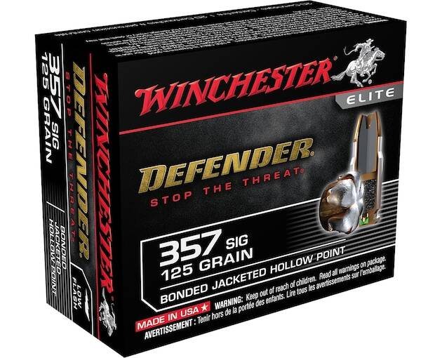 Winchester Defender 357 Sig Ammo 125 Grain Winchester PDX1 Bonded Jacketed Hollow Point