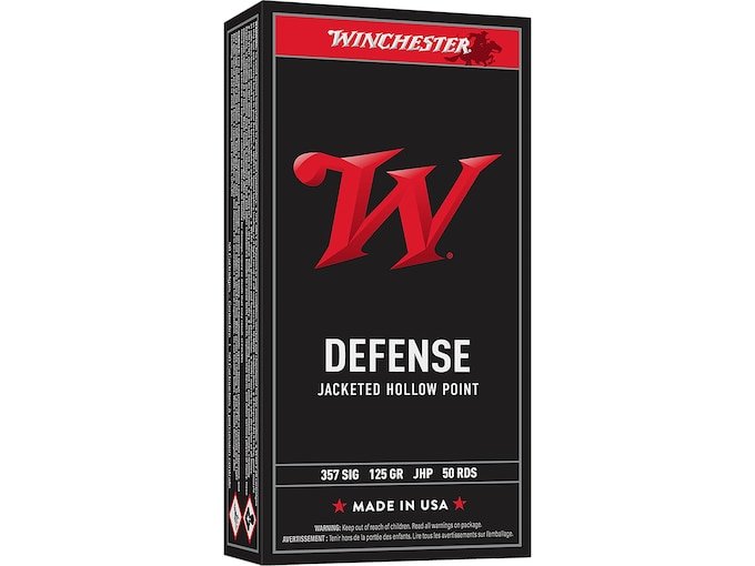 Winchester Defense 357 Sig Ammo 125 Grain Jacketed Hollow Point