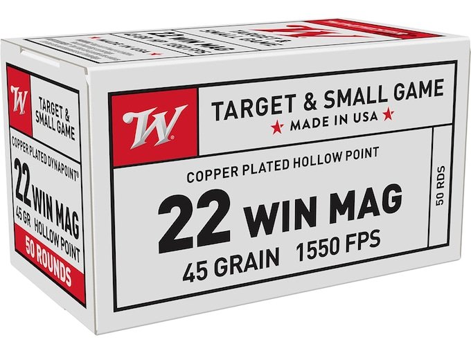 Winchester Dynapoint 22 Winchester Magnum Rimfire (WMR) Ammo 45 Grain Plated Hollow Point