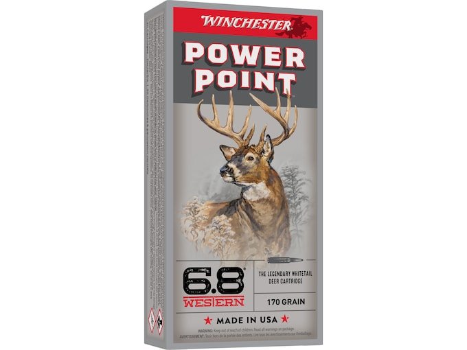Winchester Power Point 6.8 Western Ammo 170 Grain Jacketed Soft Point