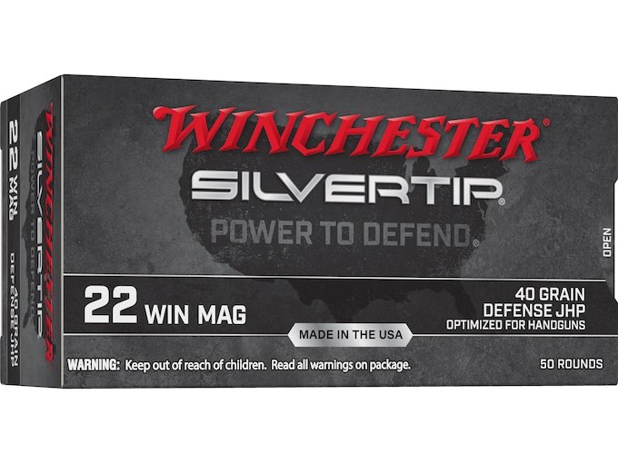 Winchester Silvertip Defense 22 Winchester Magnum Rimfire (WMR) Ammo 40 Grain Jacketed Hollow Point