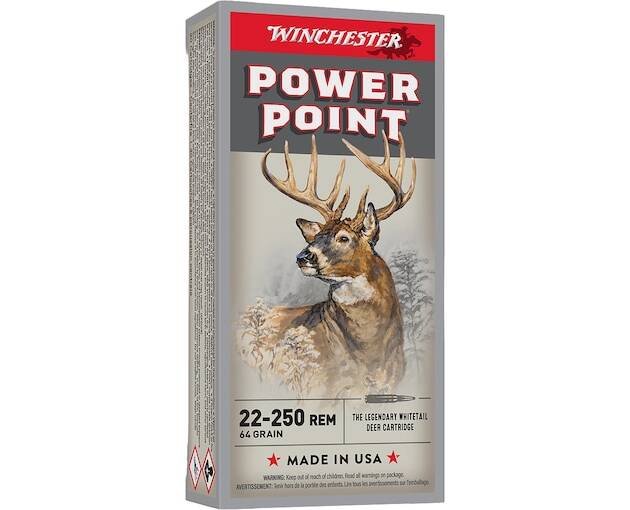 Winchester Super X 22-250 Remington Ammo 64 Grain Winchester Power-Point Jacketed Soft Point