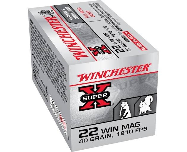 Winchester Super X 22 Winchester Magnum Rimfire (WMR) Ammo 40 Grain Full Metal Jacket