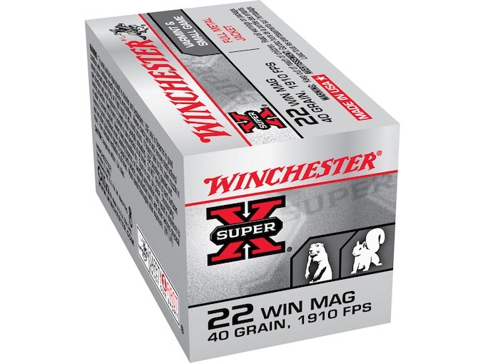 Winchester Super X 22 Winchester Magnum Rimfire (WMR) Ammo 40 Grain Full Metal Jacket